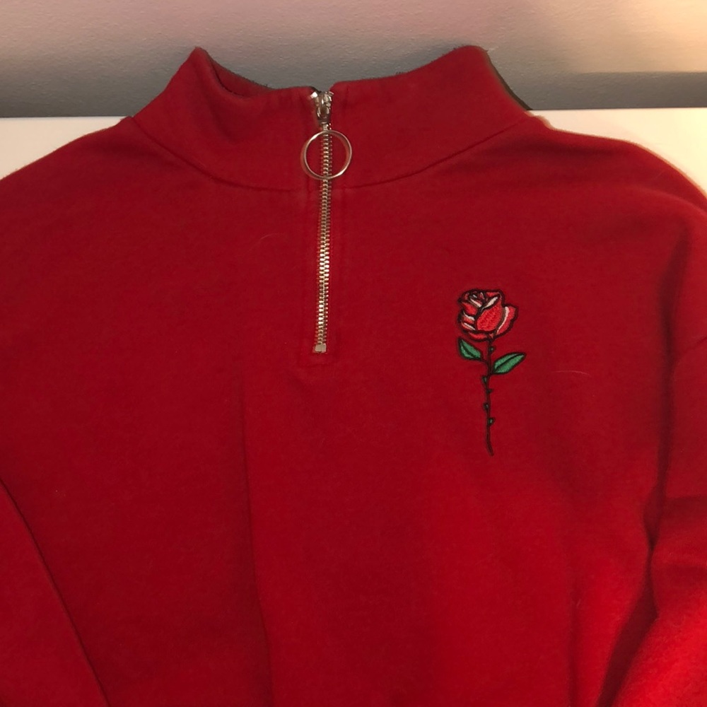rose cropped quarter-zip